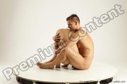 Nude Woman - Man White Sitting poses - simple Athletic Short Blond Sitting poses - ALL Multi angles poses Realistic